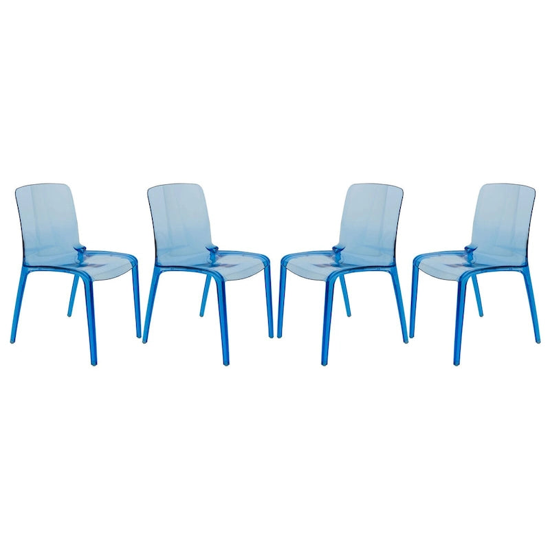 Chaise de salle à manger empilable en acrylique, design minimaliste, en plastique, dossier plein, transparente, moderne, pour cuisine, lot de 4