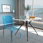 Chaise de salle à manger empilable en acrylique, design minimaliste, en plastique, dossier plein, transparente, moderne, pour cuisine, lot de 4