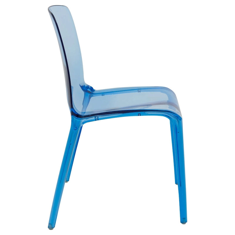 Chaise de salle à manger empilable en acrylique, design minimaliste, en plastique, dossier plein, transparente, moderne, pour cuisine, lot de 4