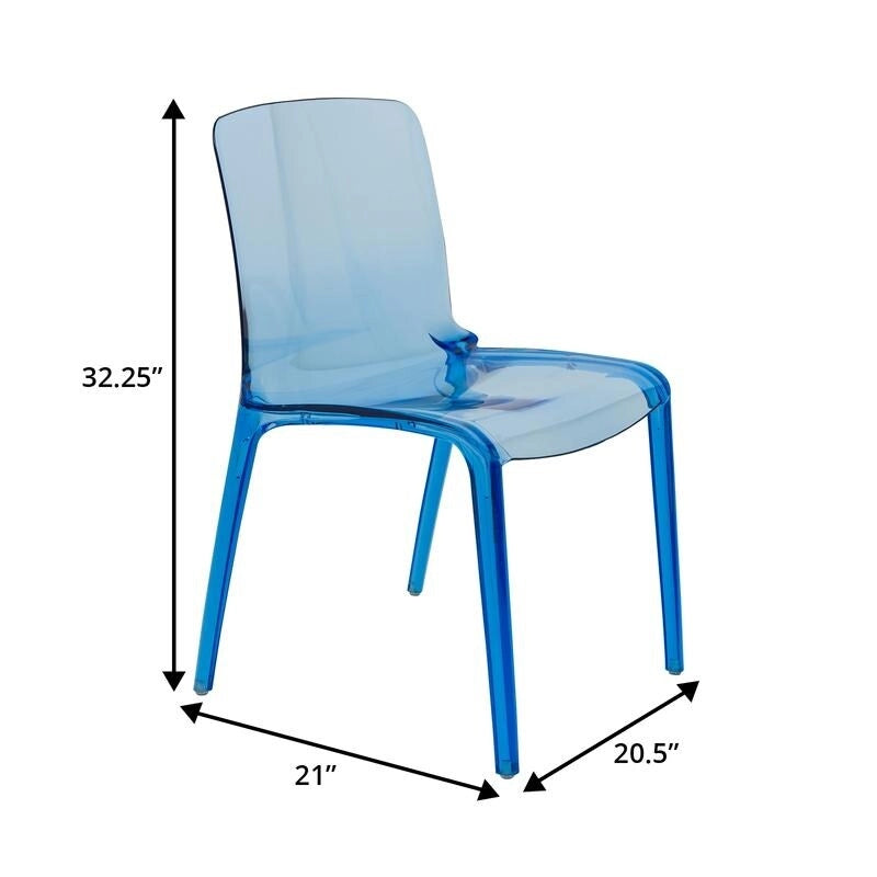Chaise de salle à manger empilable en acrylique, design minimaliste, en plastique, dossier plein, transparente, moderne, pour cuisine, lot de 4