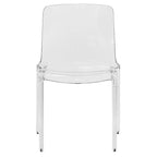 Chaise de salle à manger empilable en acrylique, design minimaliste, en plastique, dossier plein, transparente, moderne, pour cuisine, lot de 4