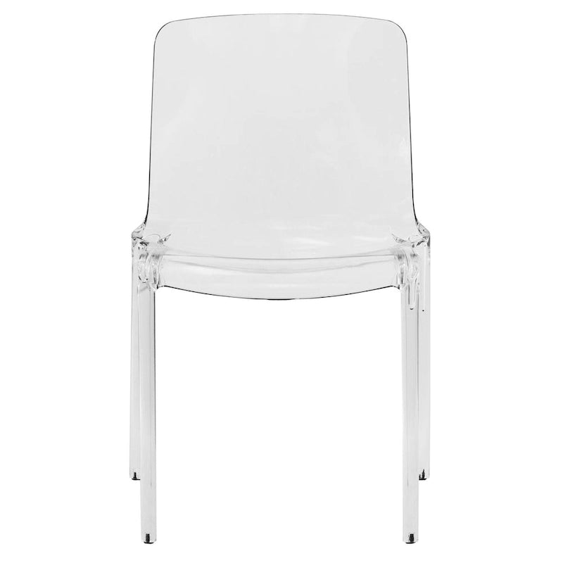 Chaise de salle à manger empilable en acrylique, design minimaliste, en plastique, dossier plein, transparente, moderne, pour cuisine, lot de 4