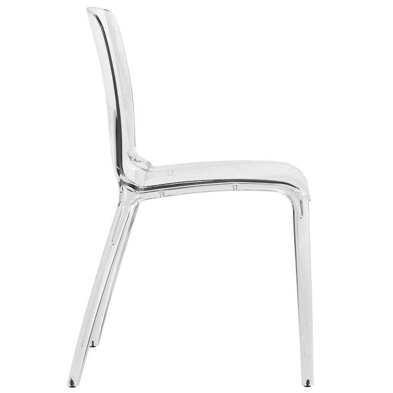 Chaise de salle à manger empilable en acrylique, design minimaliste, en plastique, dossier plein, transparente, moderne, pour cuisine, lot de 4