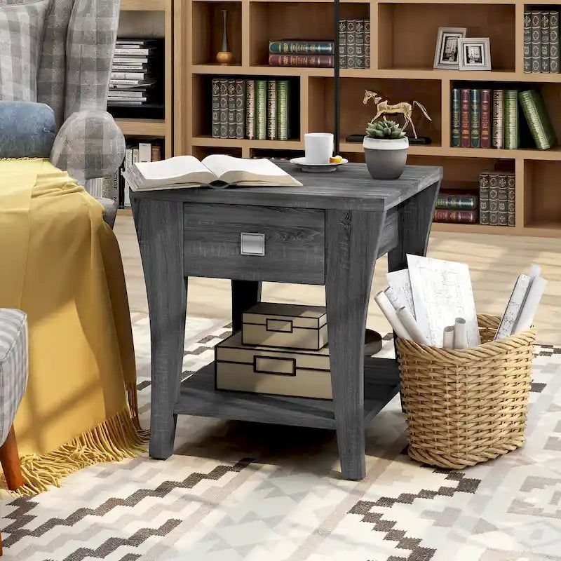 Table d'appoint de rangement moderne grise en forme de trompette