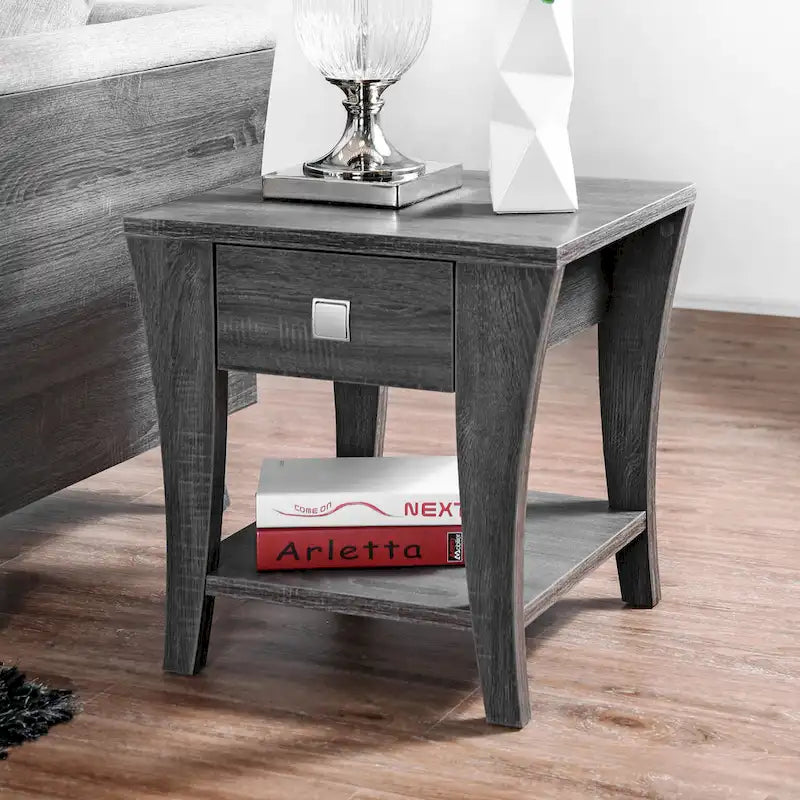 Table d'appoint de rangement moderne grise en forme de trompette