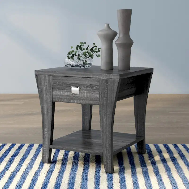 Table d'appoint de rangement moderne grise en forme de trompette