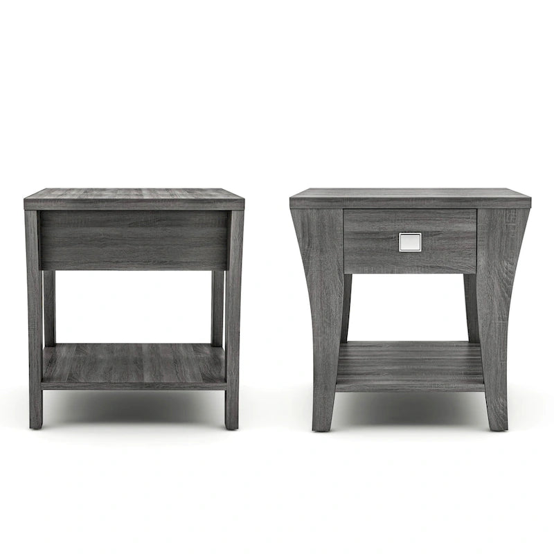 Table d'appoint de rangement moderne grise en forme de trompette