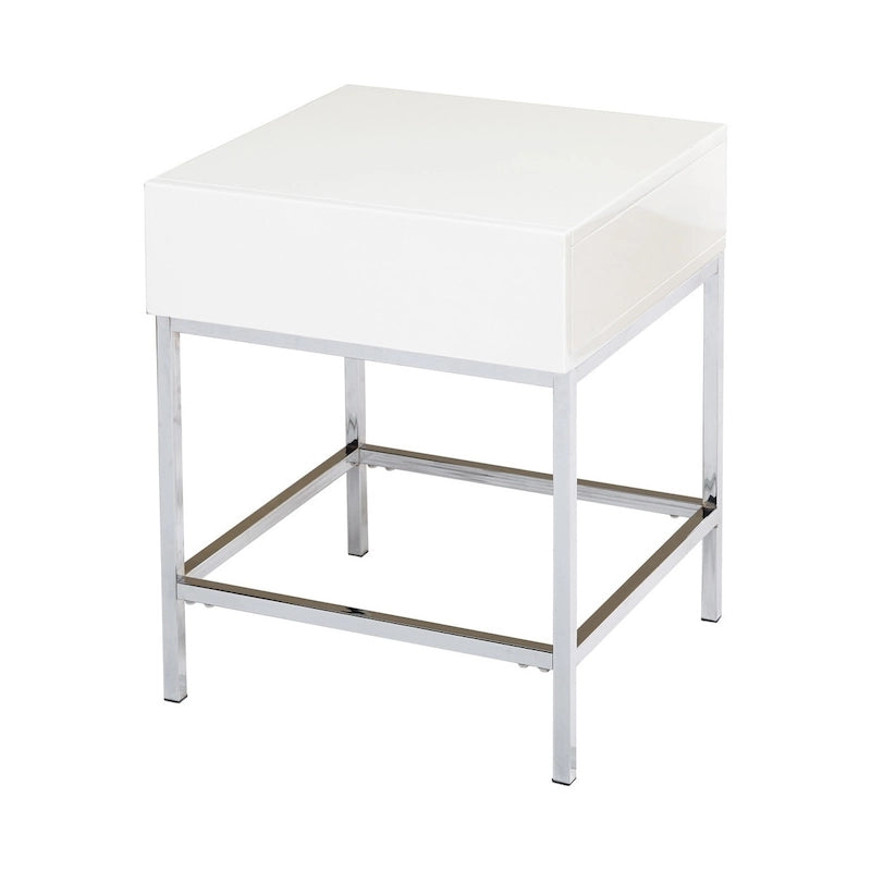 Table d'appoint Living Simple en métal blanc très brillant