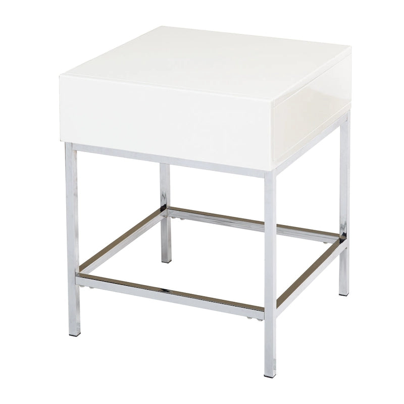 Table d'appoint Living Simple en métal blanc très brillant
