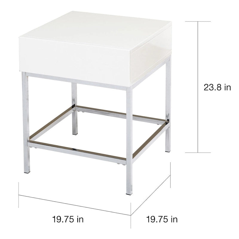 Table d'appoint Living Simple en métal blanc très brillant