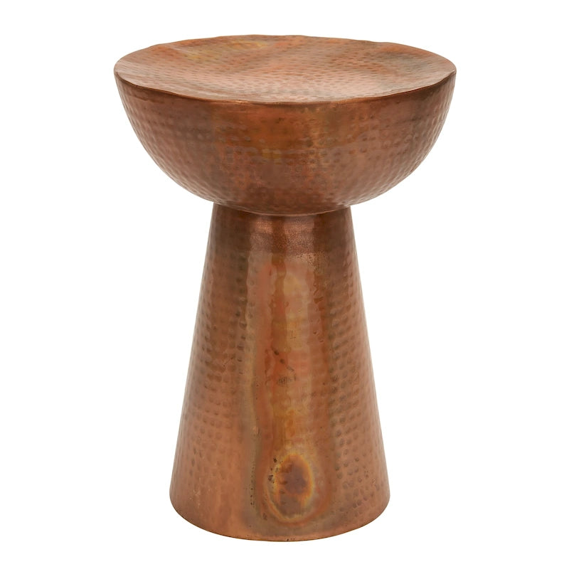 Table d'appoint en métal martelé - bronze ou cuivre