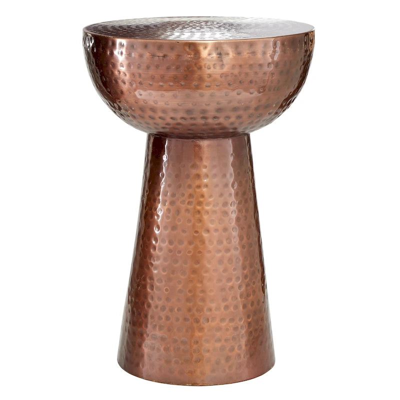 Table d'appoint en métal martelé - bronze ou cuivre
