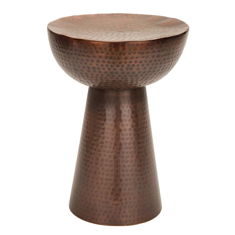 Table d'appoint en métal martelé - bronze ou cuivre