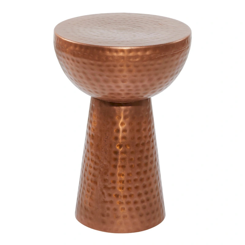Table d'appoint en métal martelé - bronze ou cuivre
