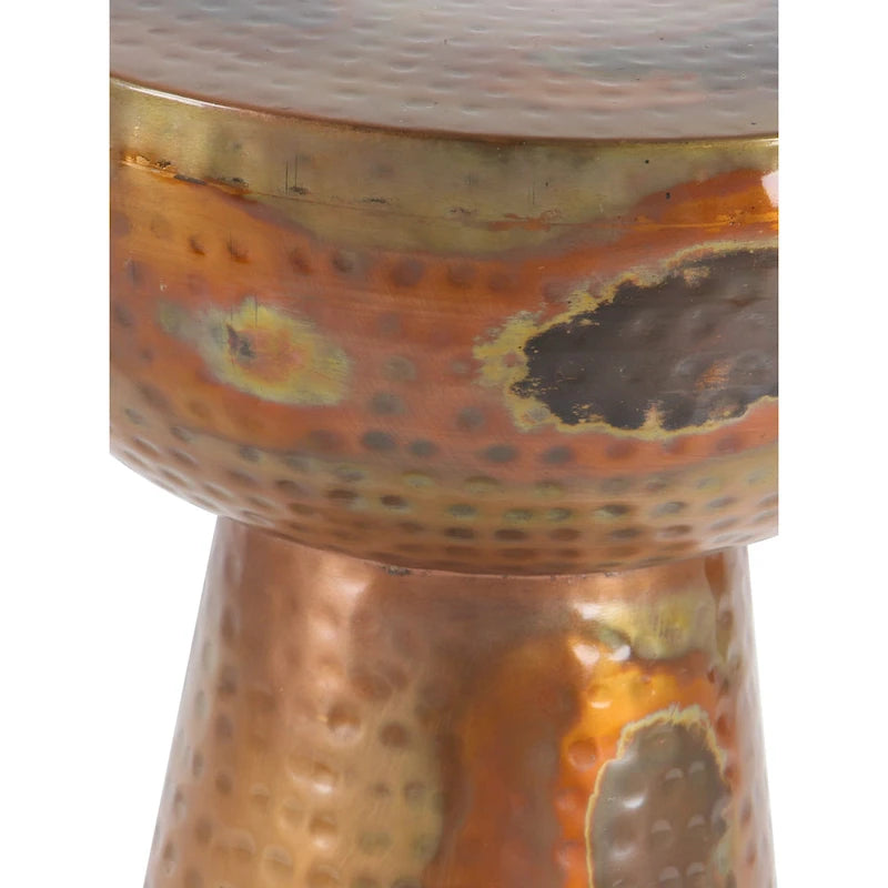 Table d'appoint en métal martelé - bronze ou cuivre