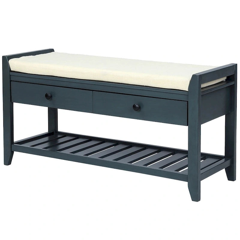 Banc de rangement capitonné polyvalent de style moderne avec porte-chaussures et tiroirs