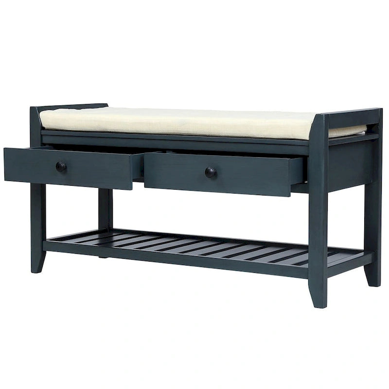 Banc de rangement capitonné polyvalent de style moderne avec porte-chaussures et tiroirs