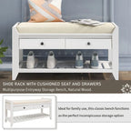 Banc de rangement capitonné polyvalent de style moderne avec porte-chaussures et tiroirs