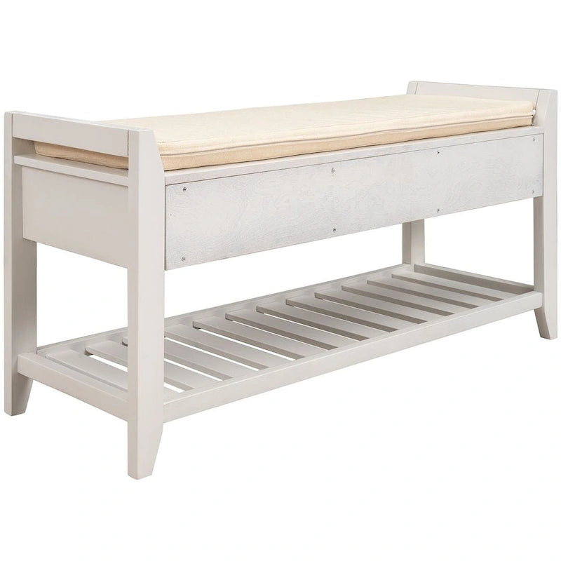 Banc de rangement capitonné polyvalent de style moderne avec porte-chaussures et tiroirs