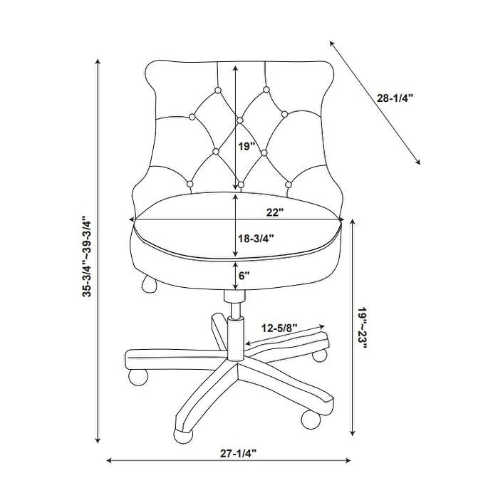 Chaise de bureau capitonnée mouchetée