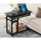 Petite table portable réglable en hauteur, table d'appoint en C avec prise et ports USB