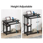 Petite table portable réglable en hauteur, table d'appoint en C avec prise et ports USB
