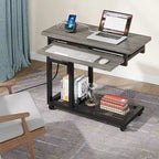 Petite table portable réglable en hauteur, table d'appoint en C avec prise et ports USB