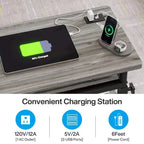 Petite table portable réglable en hauteur, table d'appoint en C avec prise et ports USB