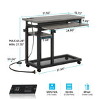Petite table portable réglable en hauteur, table d'appoint en C avec prise et ports USB