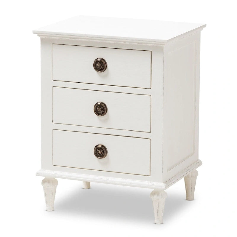 Table de chevet 3 tiroirs en bois rustique par