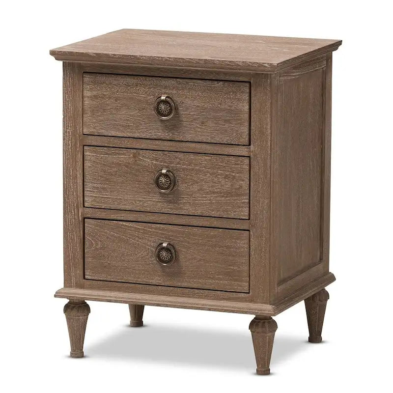 Table de chevet 3 tiroirs en bois rustique par
