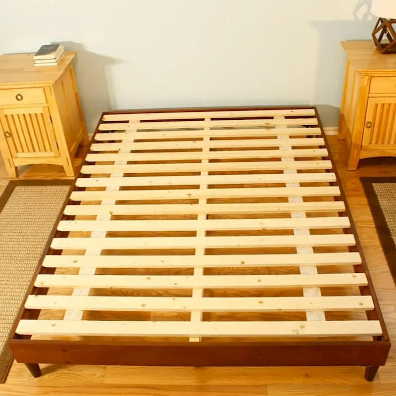 Cadre de lit plateforme en bois naturel pour matelas en latex ou en mousse à mémoire de forme