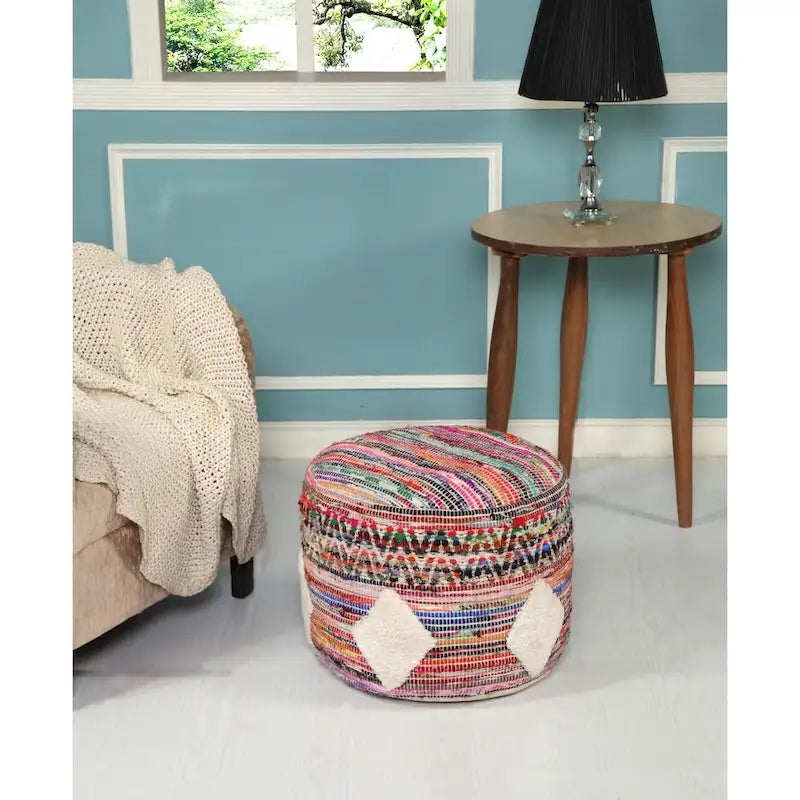 Pouf ottoman multicolore motif losanges