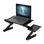 Table d'ordinateur portable pliable et réglable pour lit ou canapé avec ventilateur et tapis de souris