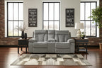 Mitchiner Reclining Loveseat with Console Fog