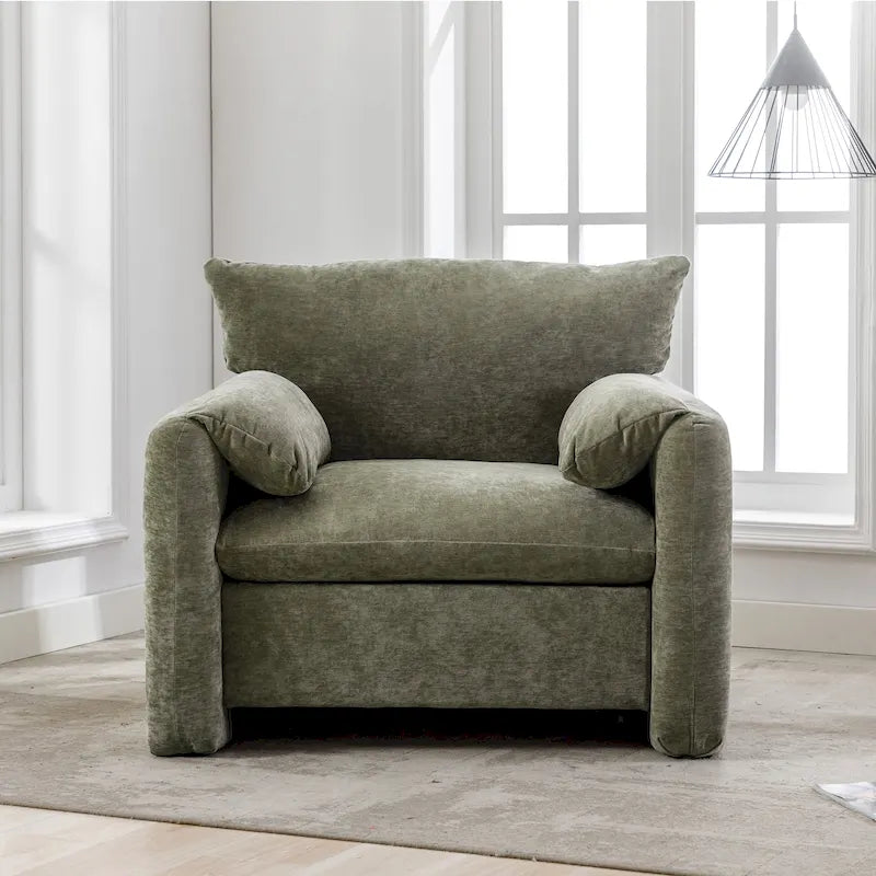 Fauteuil surdimensionné en chenille de style moderne de 38,6 po de large