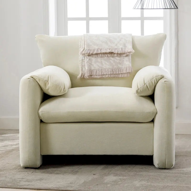 Fauteuil surdimensionné en chenille de style moderne de 38,6 po de large