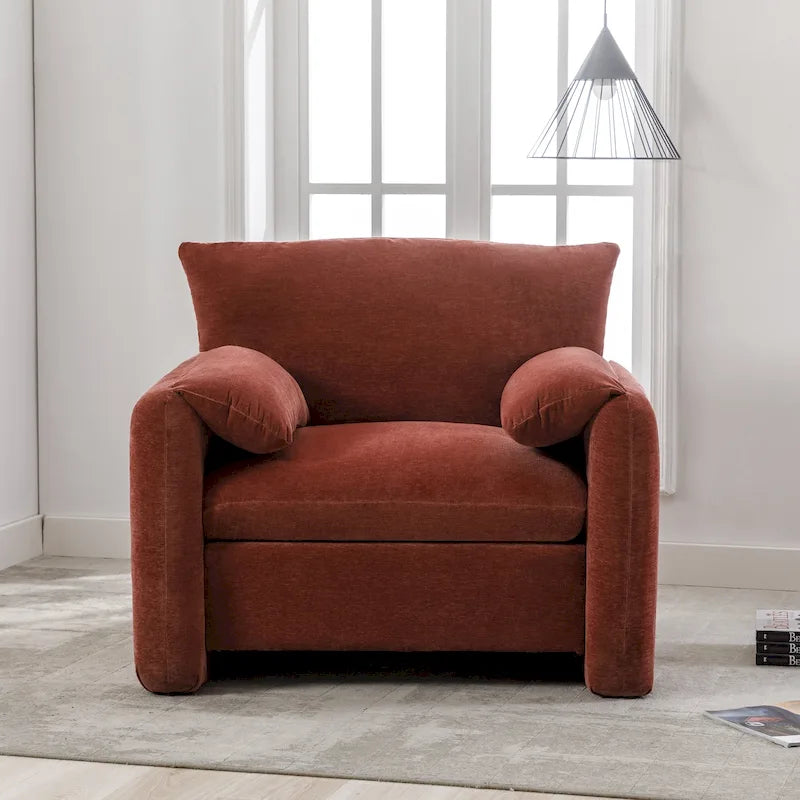 Fauteuil surdimensionné en chenille de style moderne de 38,6 po de large