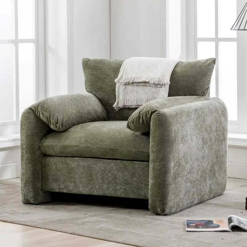Fauteuil surdimensionné en chenille de style moderne de 38,6 po de large