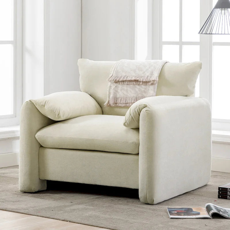 Fauteuil surdimensionné en chenille de style moderne de 38,6 po de large