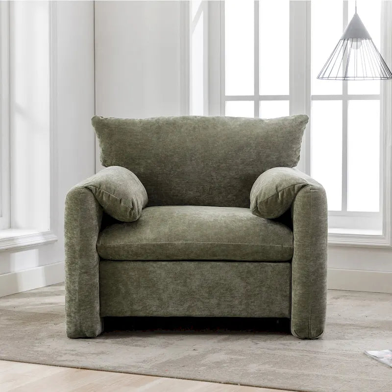 Fauteuil surdimensionné en chenille de style moderne de 38,6 po de large