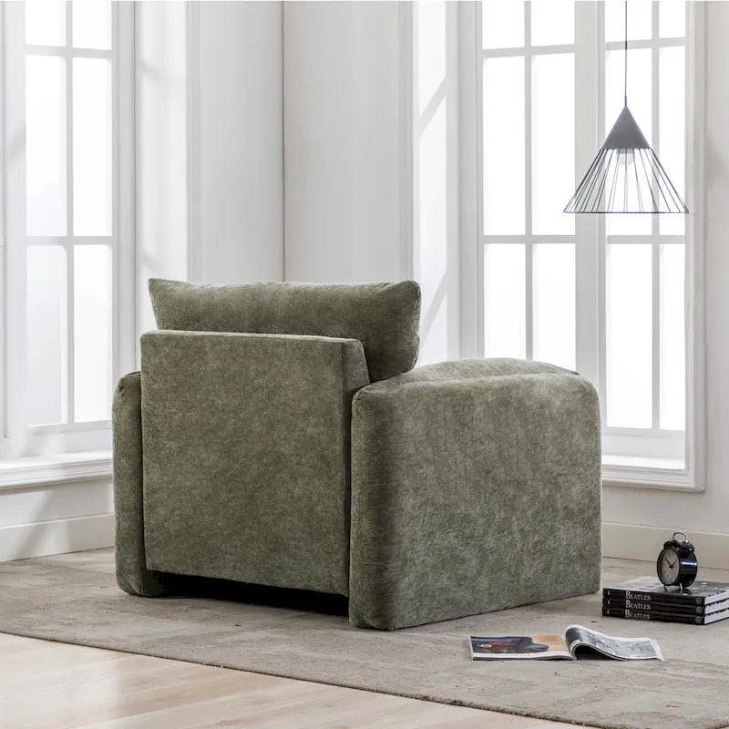 Fauteuil surdimensionné en chenille de style moderne de 38,6 po de large