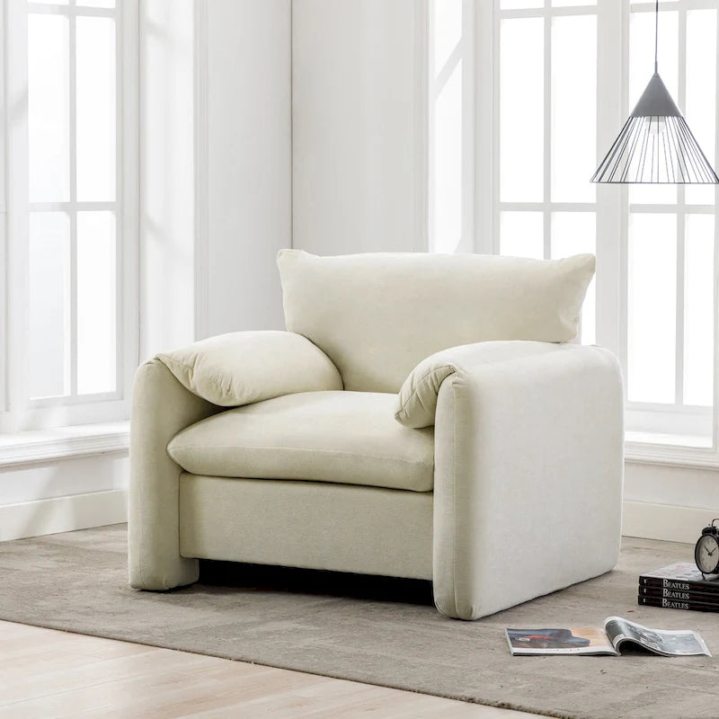 Fauteuil surdimensionné en chenille de style moderne de 38,6 po de large