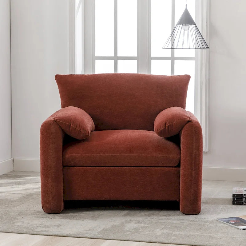Fauteuil surdimensionné en chenille de style moderne de 38,6 po de large