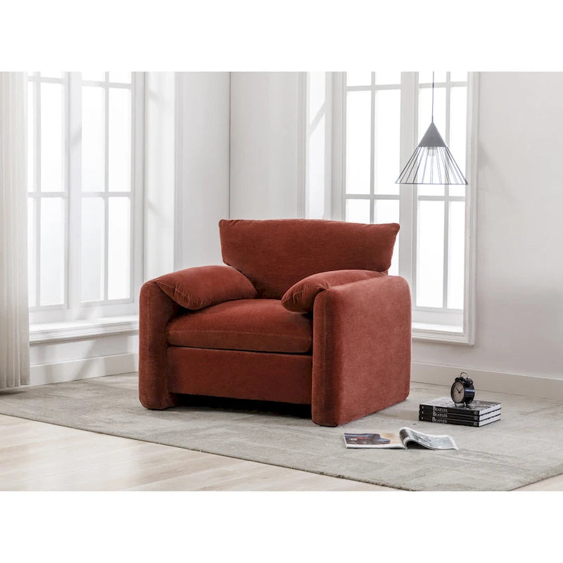 Fauteuil surdimensionné en chenille de style moderne de 38,6 po de large