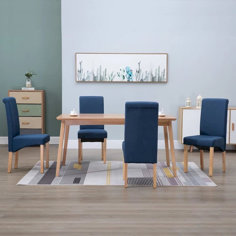 XL Chaises de salle à manger 4 pièces Tissu bleu