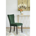 Chaises de salle à manger sans accoudoirs en velours avec clous décoratifs en bois 37 Vert et marron Lot de 2