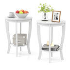 2 tables d'appoint rondes à 2 niveaux 18 pouces compactes pour canapé ou chevet - Voir détails