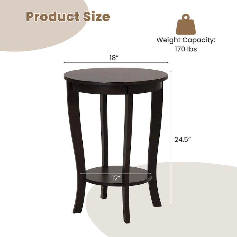 2 tables d'appoint rondes à 2 niveaux 18 pouces compactes pour canapé ou chevet - Voir détails