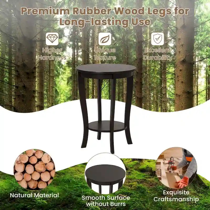 2 tables d'appoint rondes à 2 niveaux 18 pouces compactes pour canapé ou chevet - Voir détails